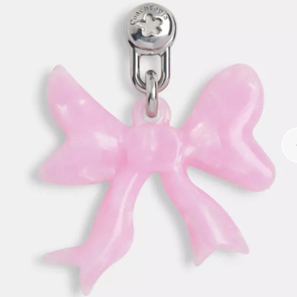 Coach Bow Bag Charm OS Pink New CBU96 Acrylic Screwback Accessory